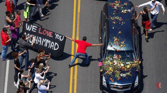 Thousands of mourners gather to bid Muhammad Ali a final goodbye