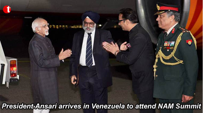 Vice President Ansari arrives in Venezuela to attend NAM Summit
