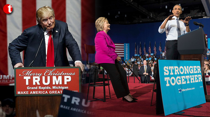 Donald Trump describes Obama as campaigner-in-chief