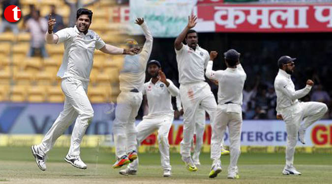 Ashwin spins India to 75-run win in 2nd Test, series level