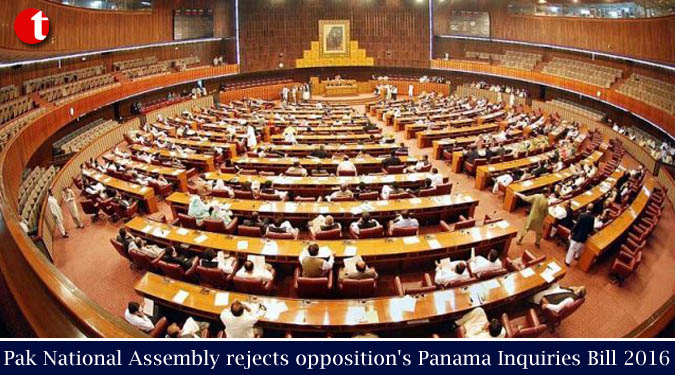 Pak National Assembly rejects opposition's Panama Inquiries Bill 2016