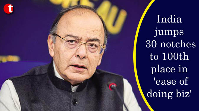 India jumps 30 notches to 100th place in 'ease of doing biz'