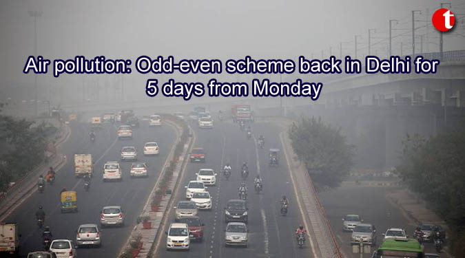 Air pollution: Odd-even scheme back in Delhi for 5 days from Monday
