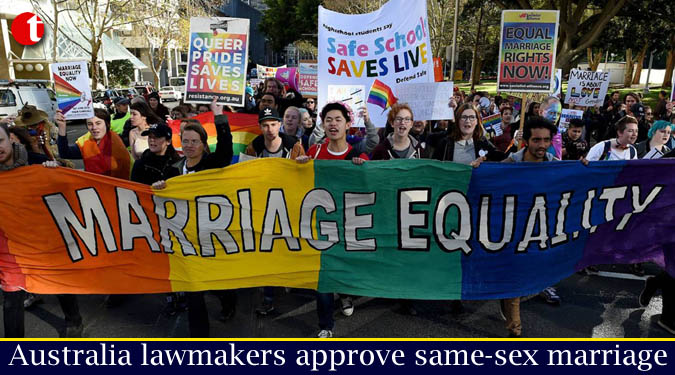 Australia lawmakers approve same-sex marriage