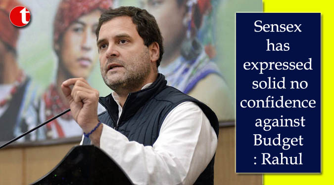 Sensex has expressed solid no confidence against Budget: Rahul