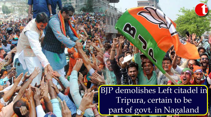 BJP demolishes Left citadel in Tripura, certain to be part of govt. in Nagaland