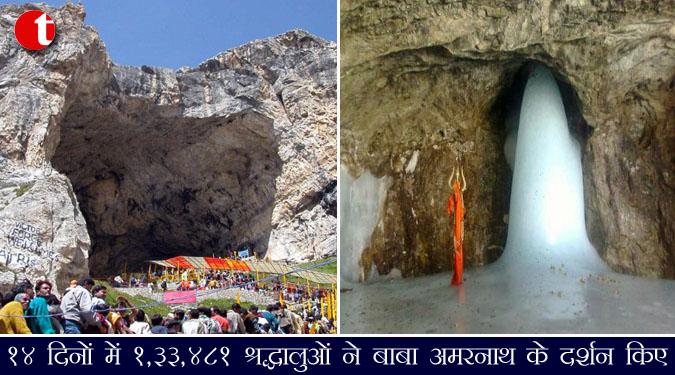 14 दिनों में 1,33,481 श्रद्धालुओं ने बाबा अमरनाथ के दर्शन किए