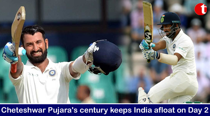Cheteshwar Pujara's century keeps India afloat on Day 2