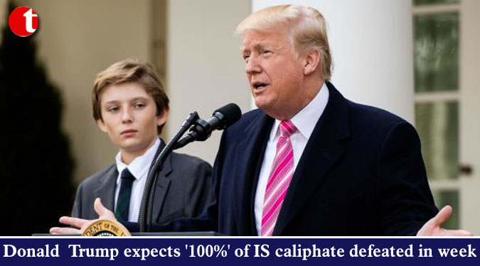 Donald Trump expects '100%' of IS caliphate defeated in week