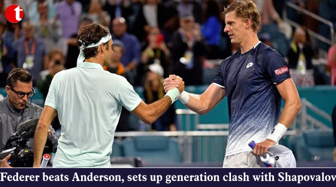 Federer beats Anderson, sets up generation clash with Shapovalov