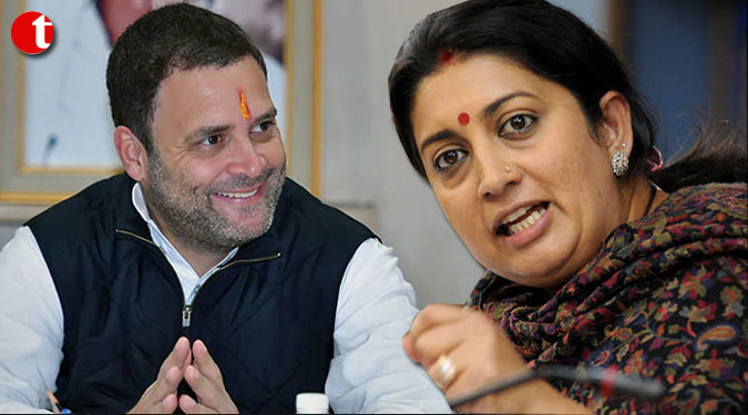 Rahul 'ensuring booth capturing' in Amethi, alleges Smriti Irani