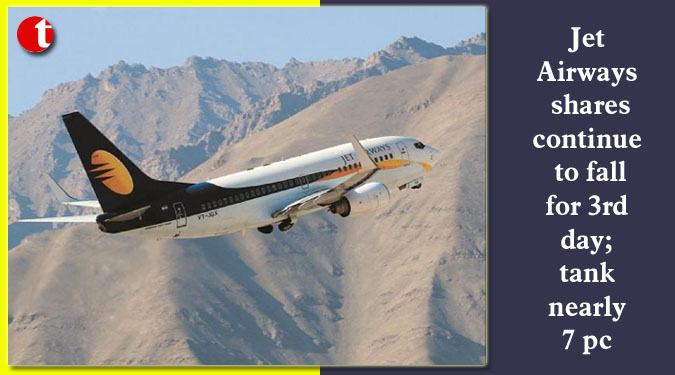 Jet Airways shares continue to fall for 3rd day; tank nearly 7 pc