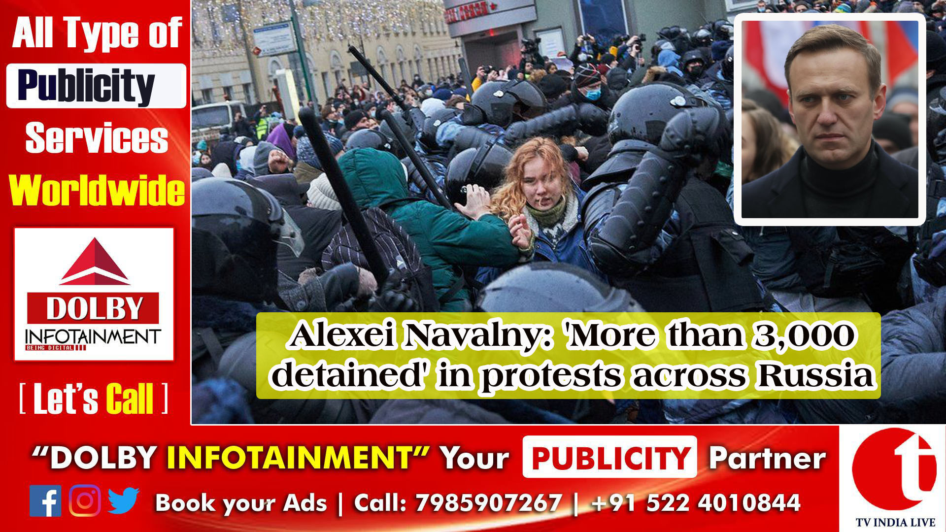Alexei Navalny: 'More than 3,000 detained' in protests across Russia