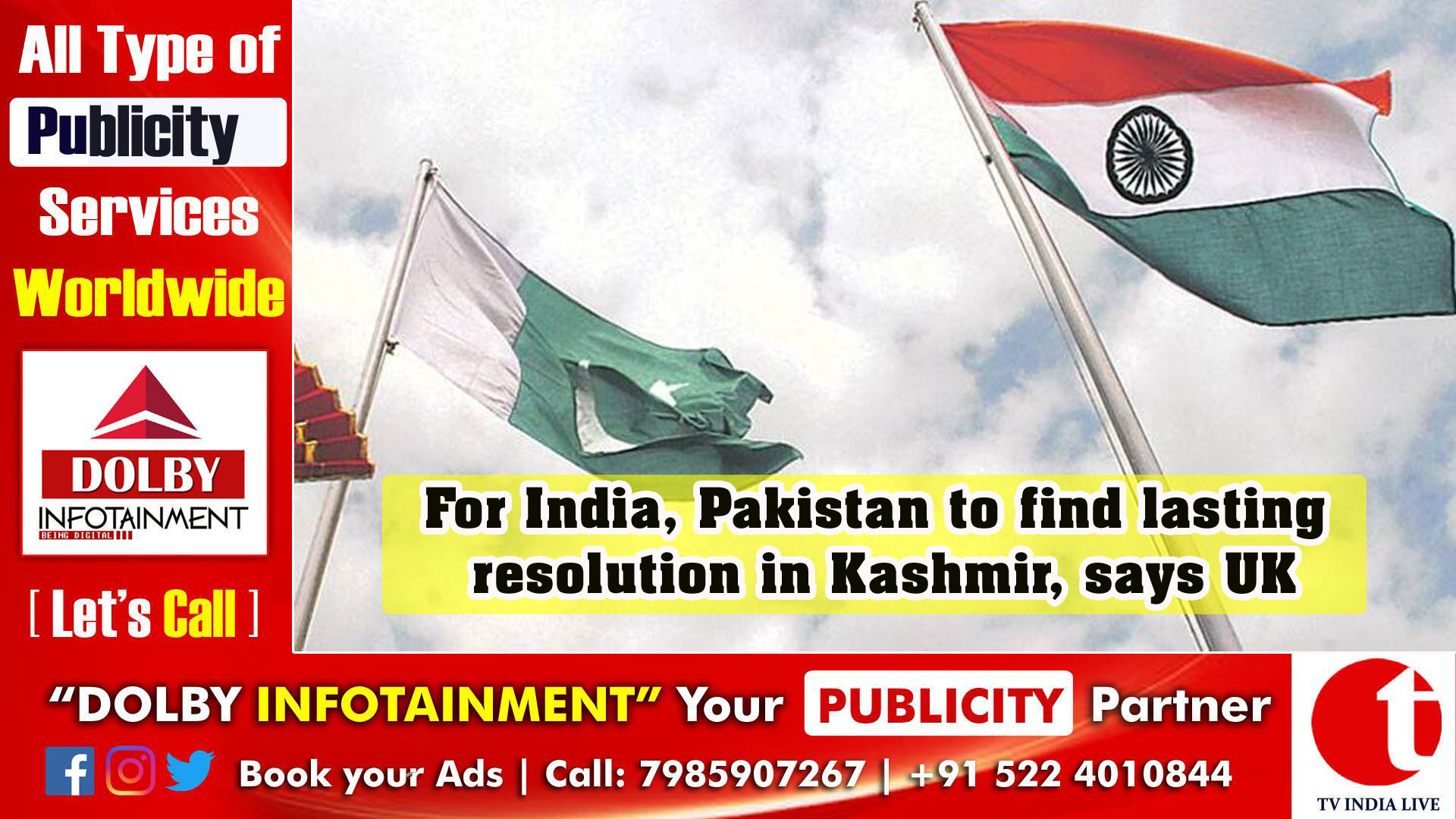 For India, Pakistan to find lasting resolution in Kashmir, says UK
