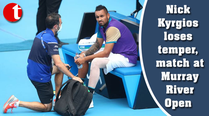 Nick Kyrgios loses temper, match at Murray River Open