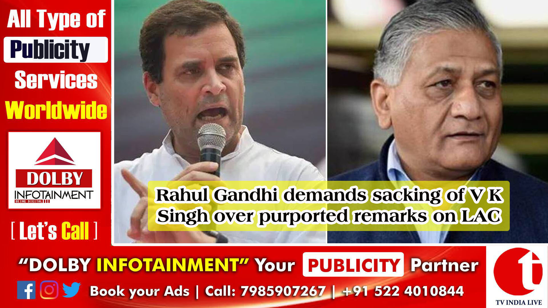 Rahul Gandhi demands sacking of V K Singh over purported remarks on LAC