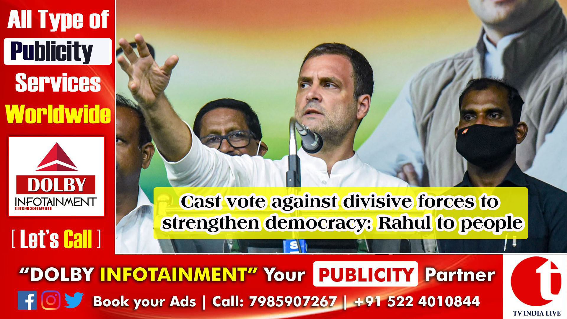 Cast vote against divisive forces to strengthen democracy: Rahul to people