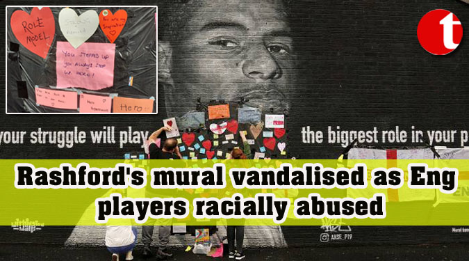 Rashford's mural vandalised as Eng players racially abused