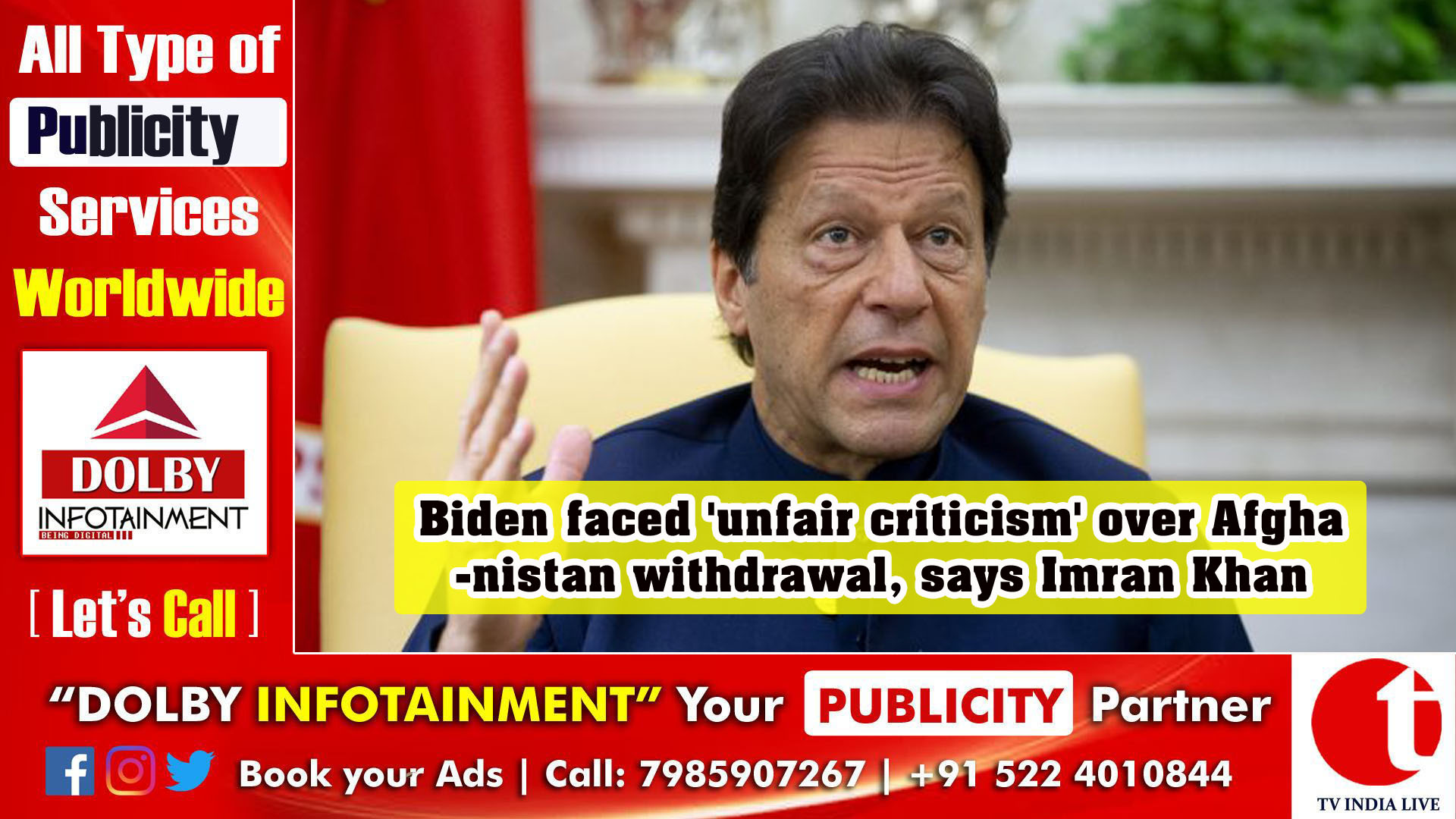 Biden faced 'unfair criticism'over Afghanistan withdrawal, says Imran Khan