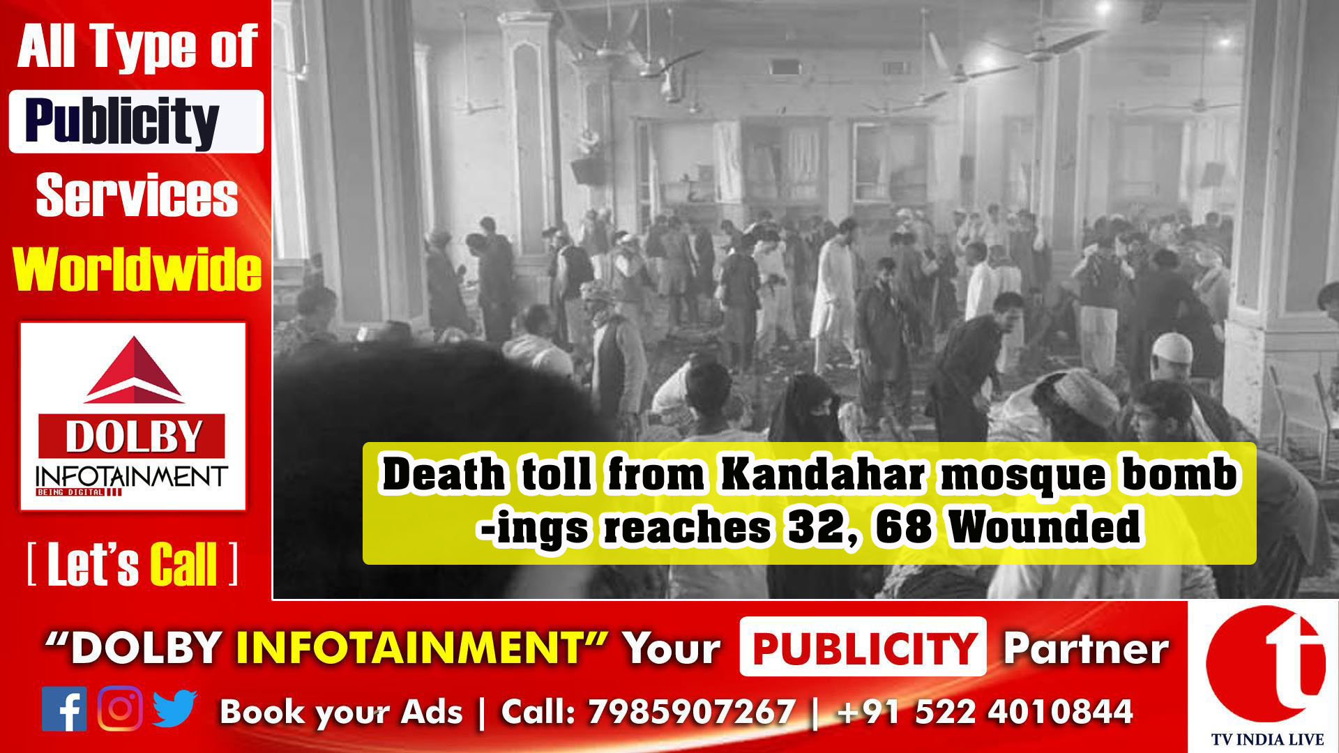 Death toll from Kandahar mosque bombings reaches 32