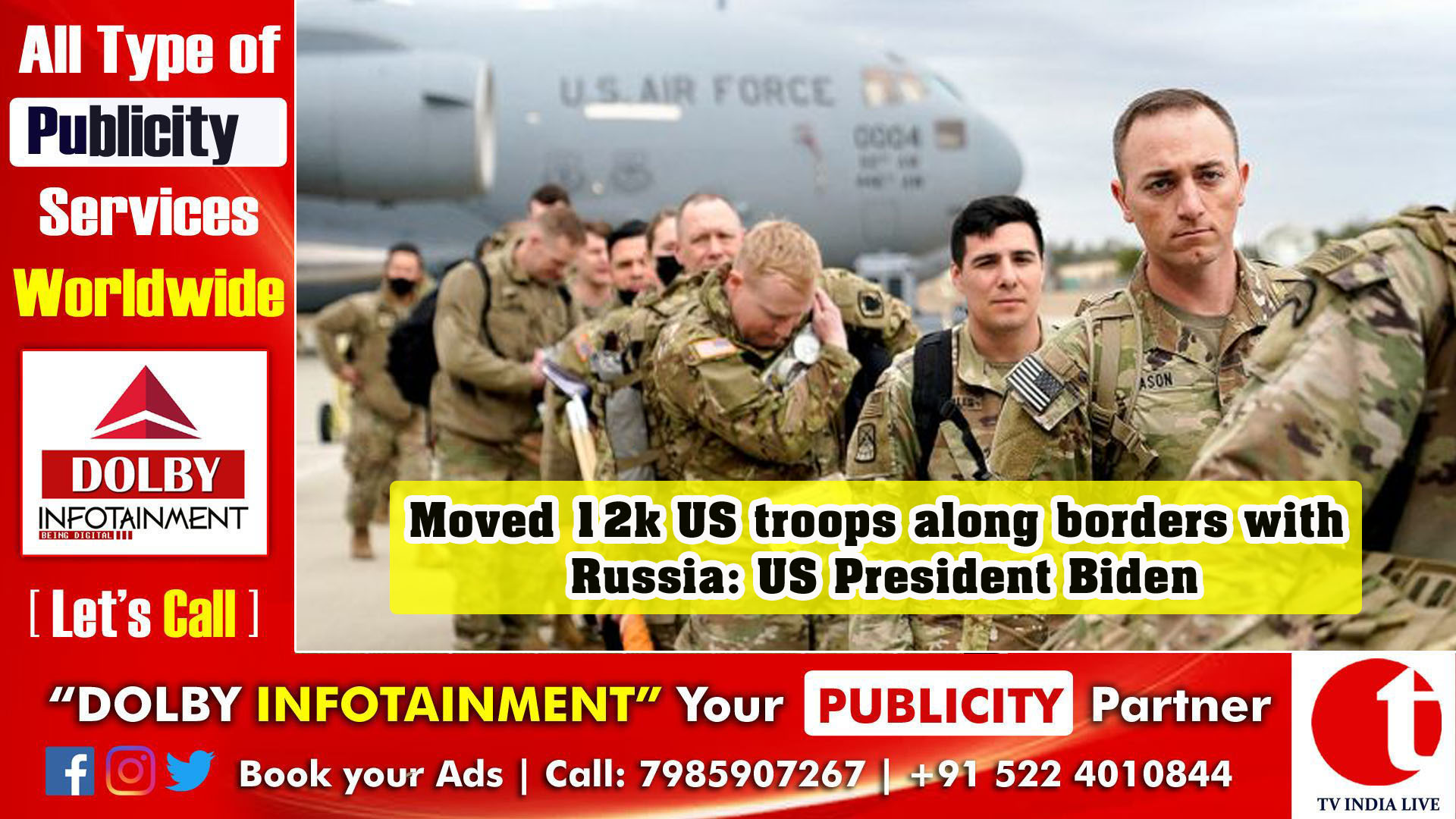 Moved 12k US troops along borders with Russia: US President Biden