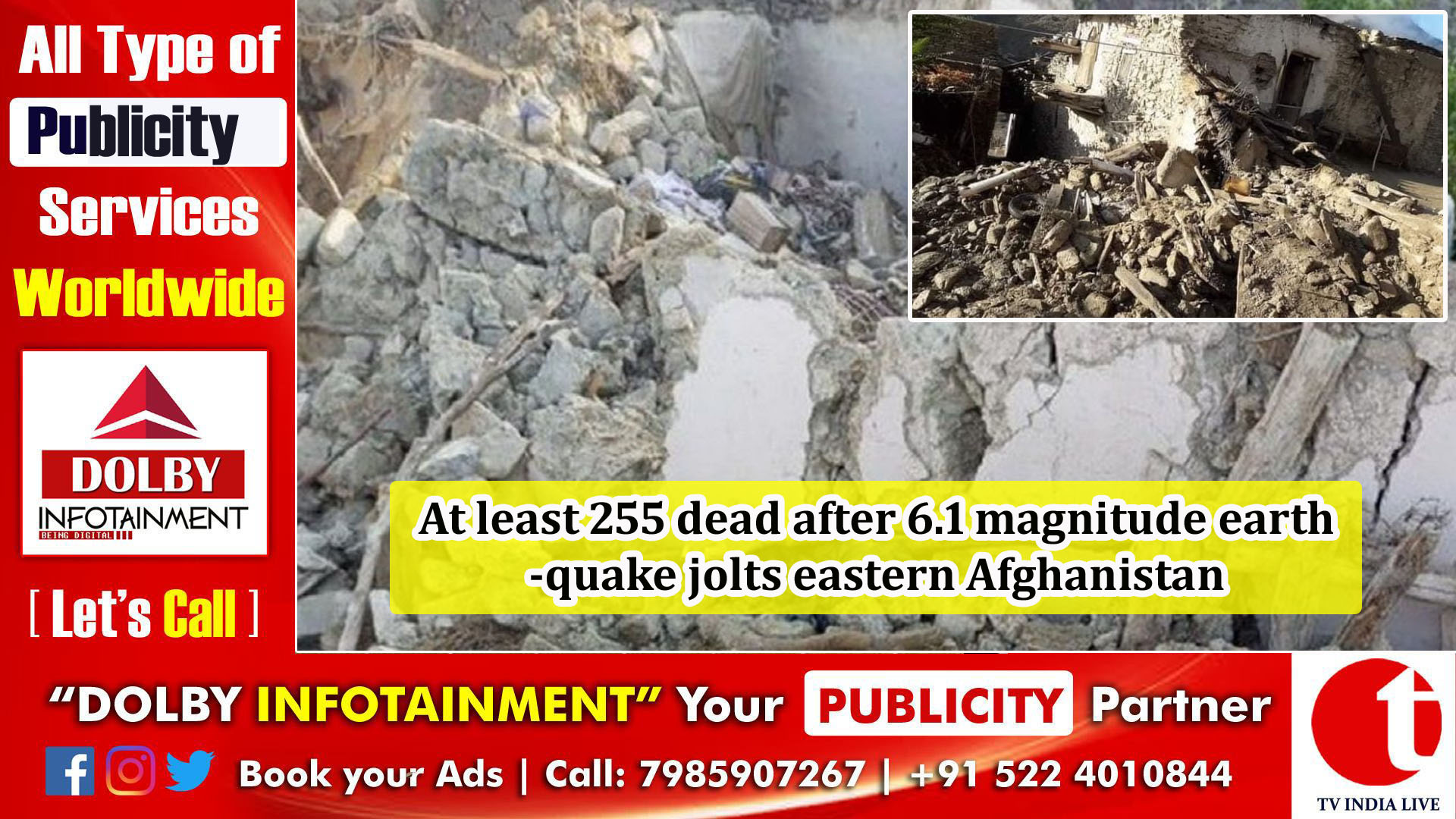 At least 255 dead after 6.1 magnitude earthquake jolts eastern Afghanistan