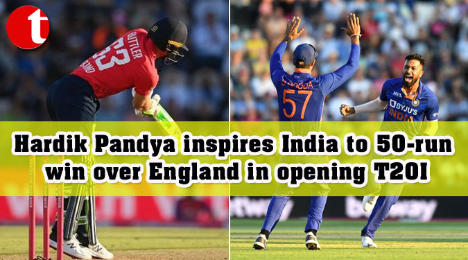 Hardik Pandya inspires India to 50-run win over England in opening T20I
