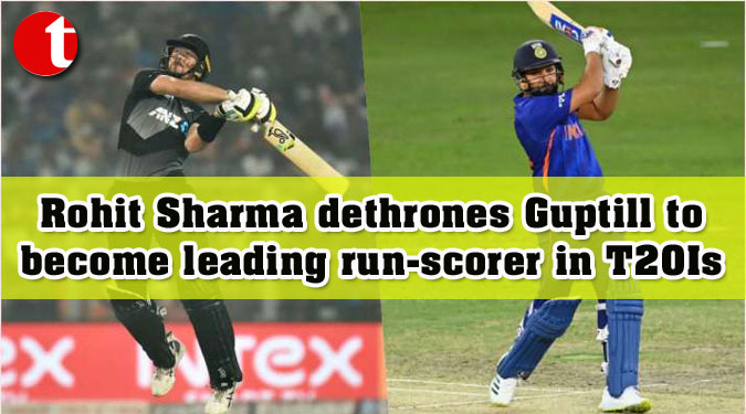 Rohit Sharma dethrones Guptill to become leading run-scorer in T20Is