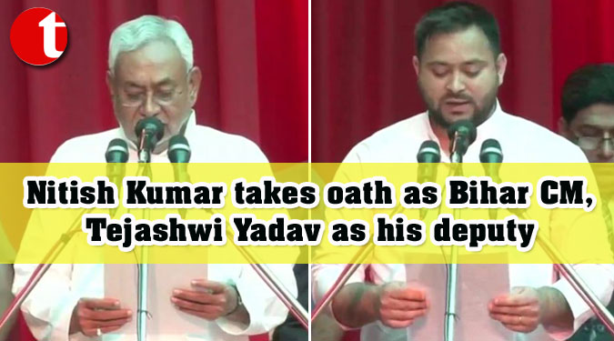 Nitish Kumar takes oath as Bihar CM, Tejashwi Yadav as his deputy