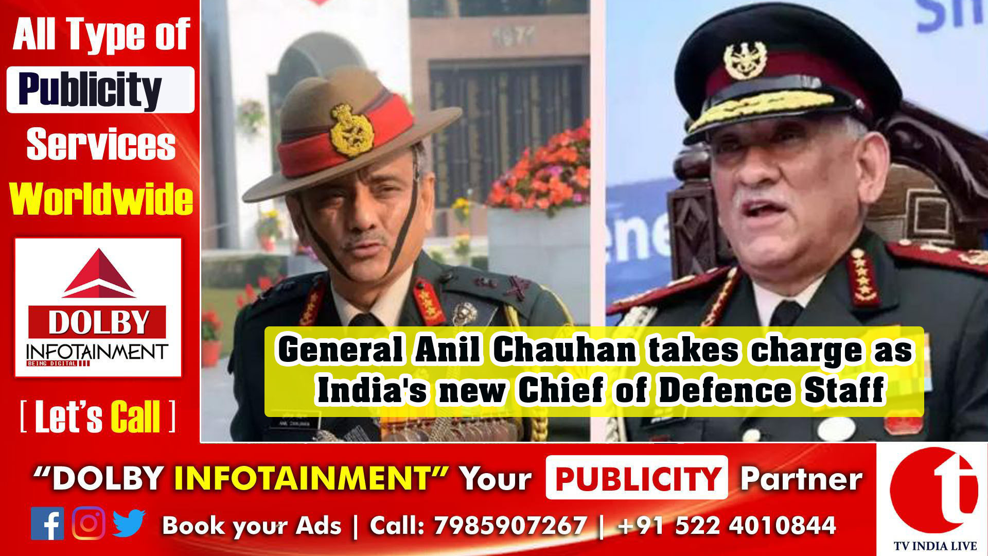 General Anil Chauhan takes charge as India's new Chief of Defence Staff