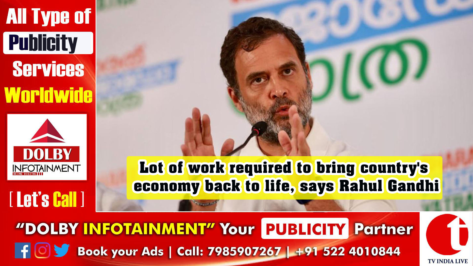 Lot of work required to bring country's economy back to life, says Rahul Gandhi