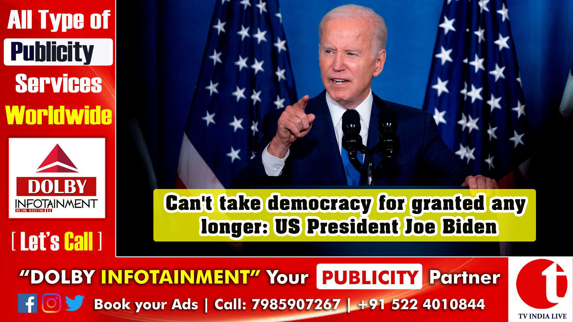 Can't take democracy for granted any longer: US President Joe Biden