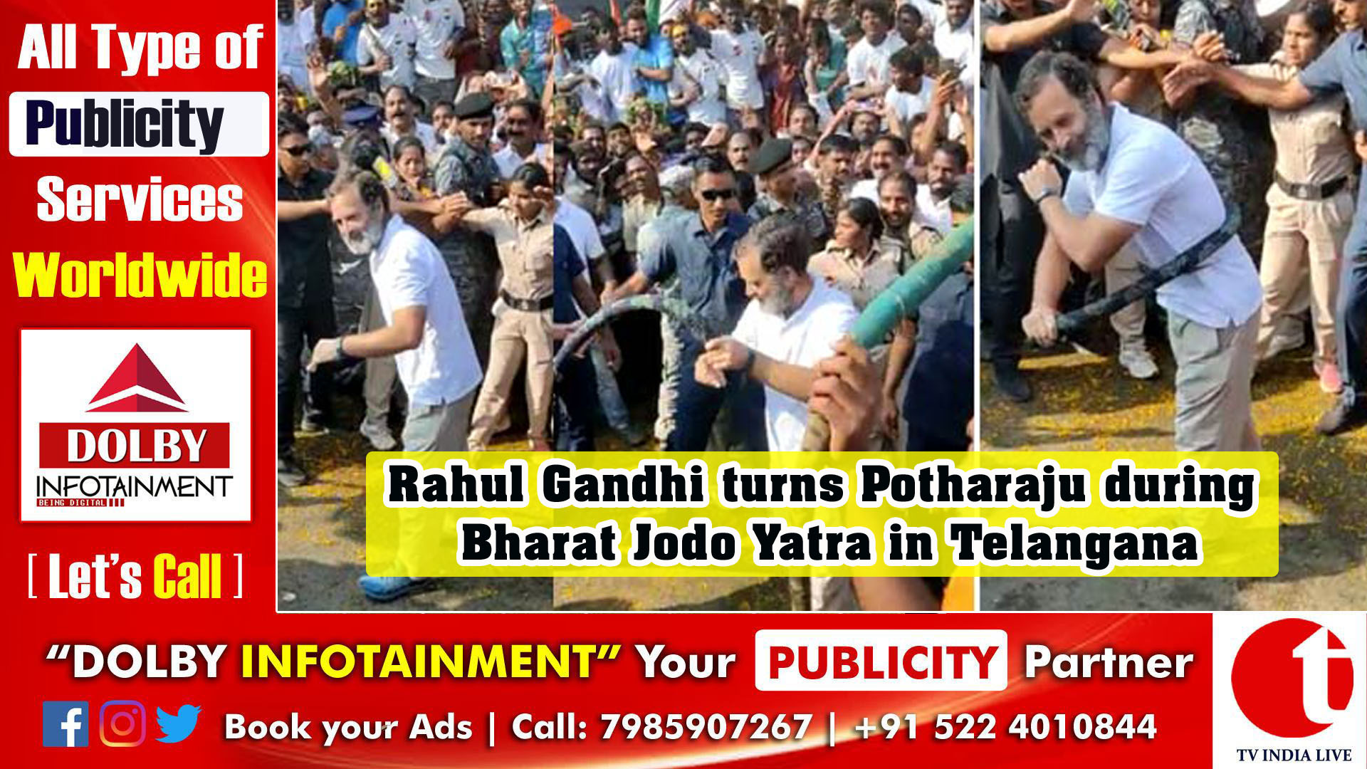 Rahul Gandhi turns Potharaju during Bharat Jodo Yatra in Telangana