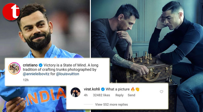 Kohli reacts to Ronaldo-Messi chess pic
