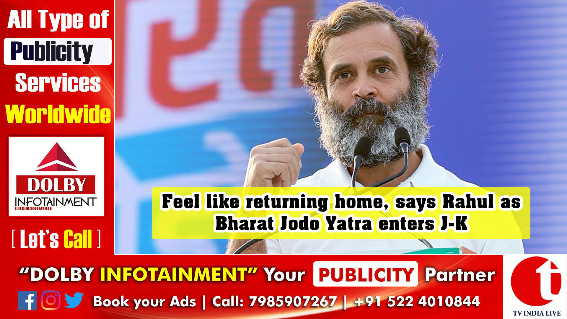 Feel like returning home, says Rahul Gandhi as Bharat Jodo Yatra enters J-K