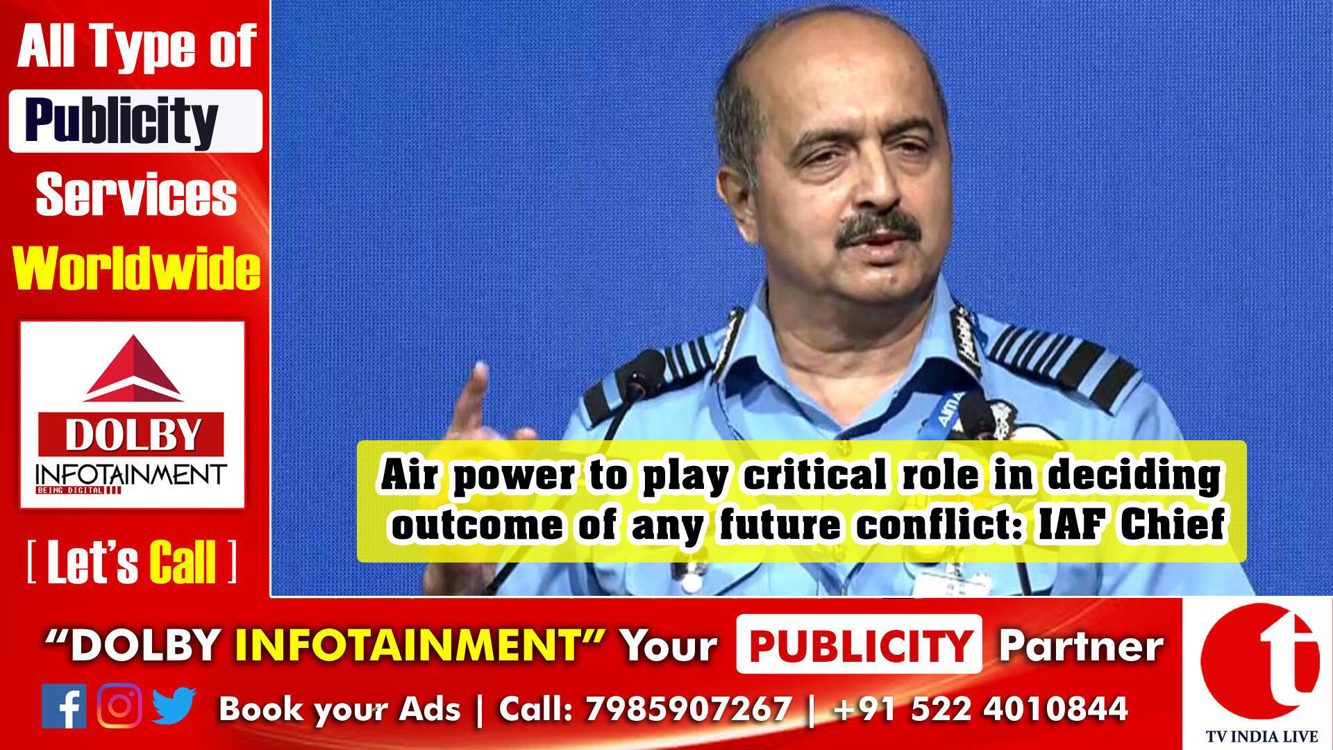 Air power to play critical role in deciding outcome of any future conflict: IAF Chief