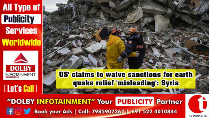 US’ claims to waive sanctions for earthquake relief ‘misleading’: Syria