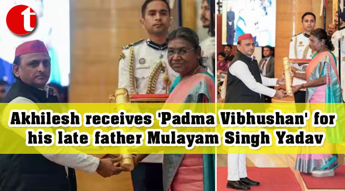 Akhilesh receives 'Padma Vibhushan' for his late father Mulayam Singh Yadav