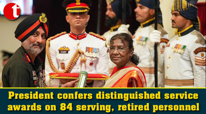 President confers distinguished service awards on 84 serving, retired personnel