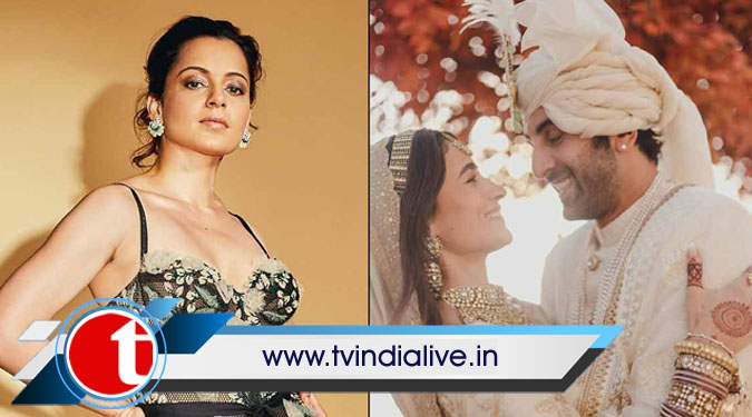 Kangana cryptically takes dig at Ranbir and Alia, tags their marriage ‘fake’