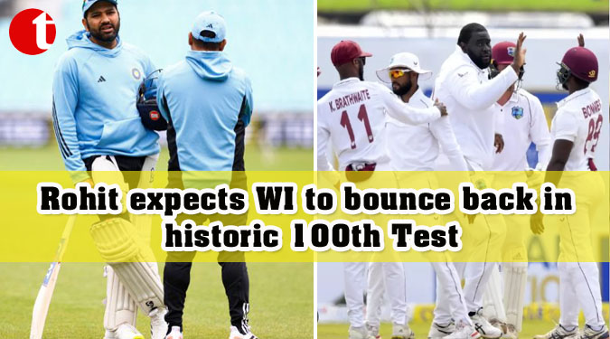 Rohit expects WI to bounce back in historic 100th Test