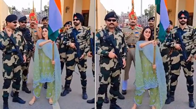 Ahead of Independence Day, Kiara Advani waves tricolour at Wagah Border