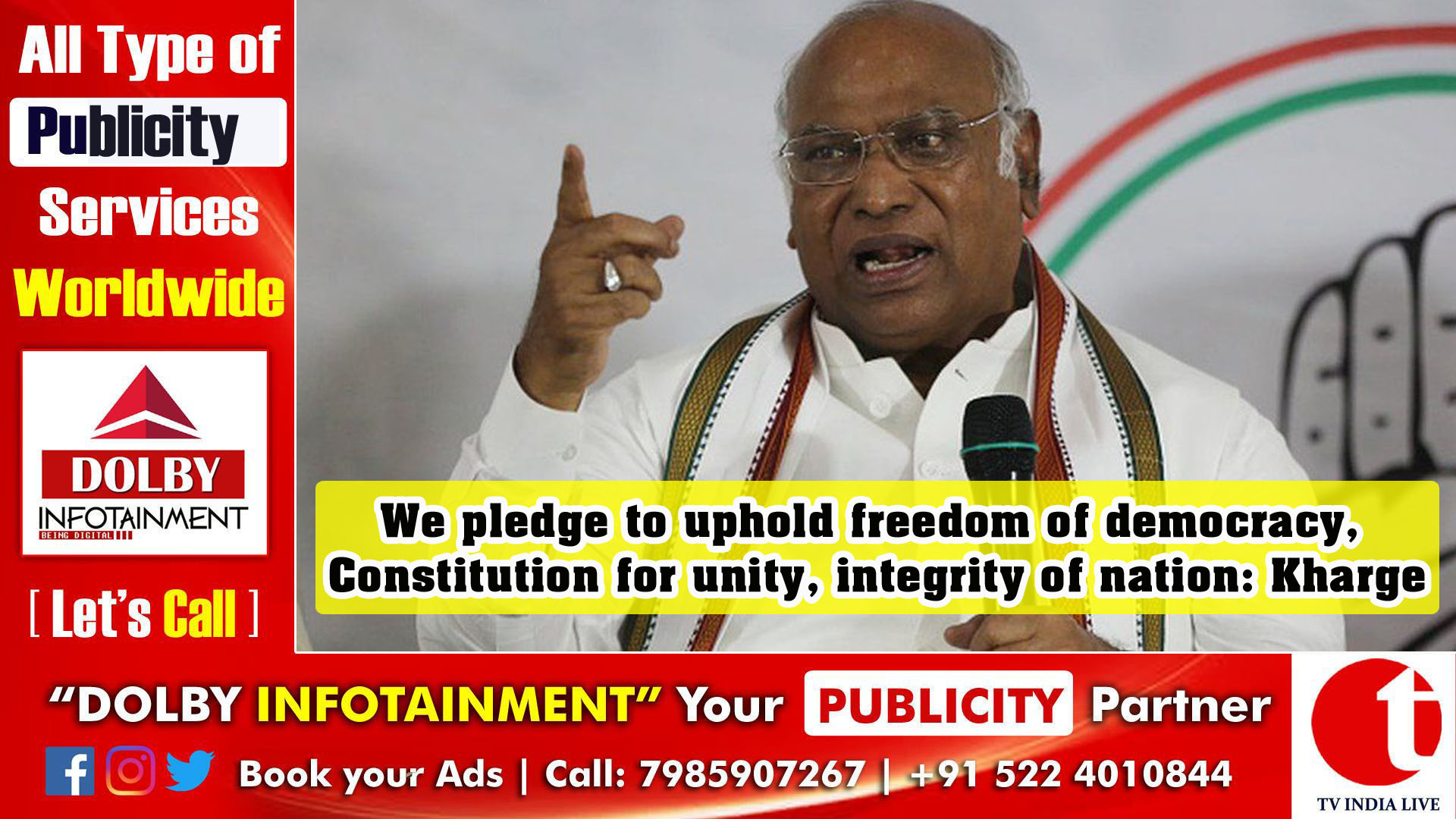 We pledge to uphold freedom of democracy, Constitution for unity, integrity of nation: Kharge